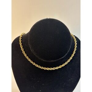 Vintage Necklace Gold Tone Twisted Rope Chain Signed Les Bernard